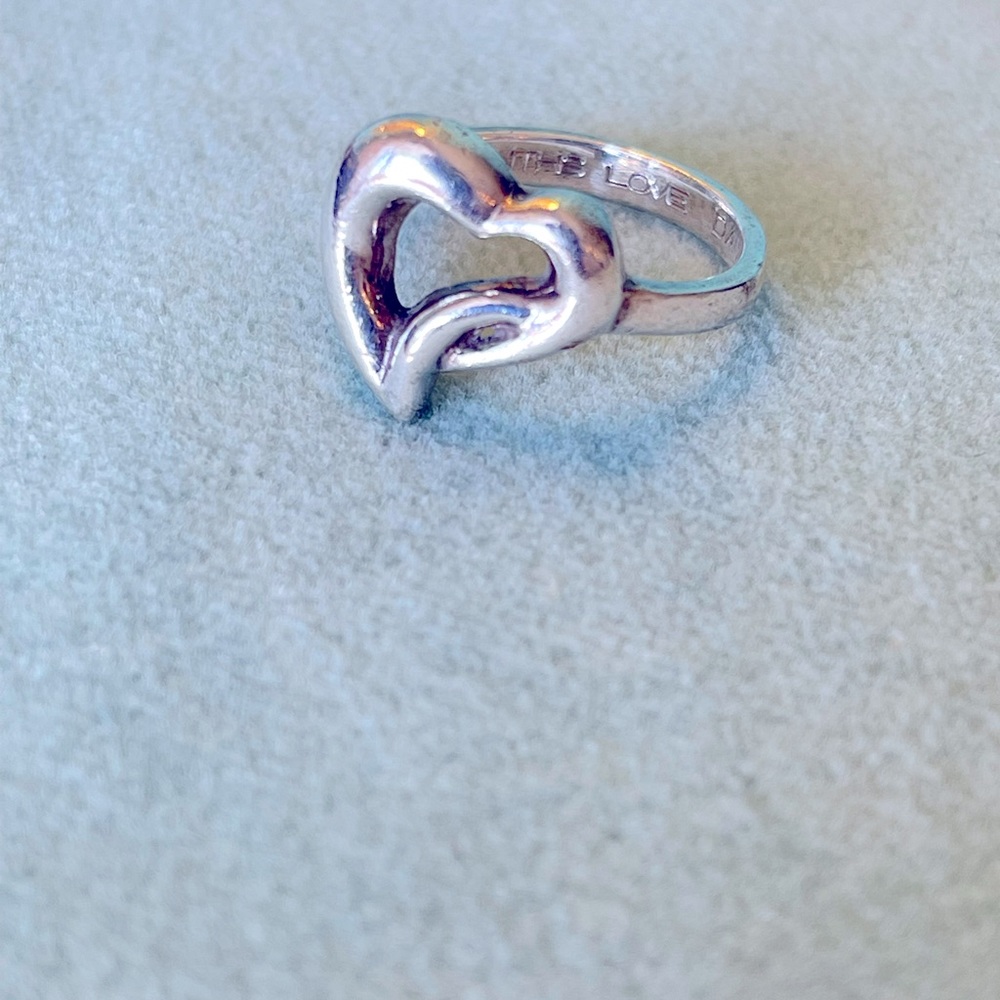 Authenticated sterling silver 925 open heart ring